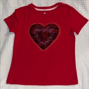 Girls Flip Sequin Valentine Heart T-Shirt - Size 6/6x